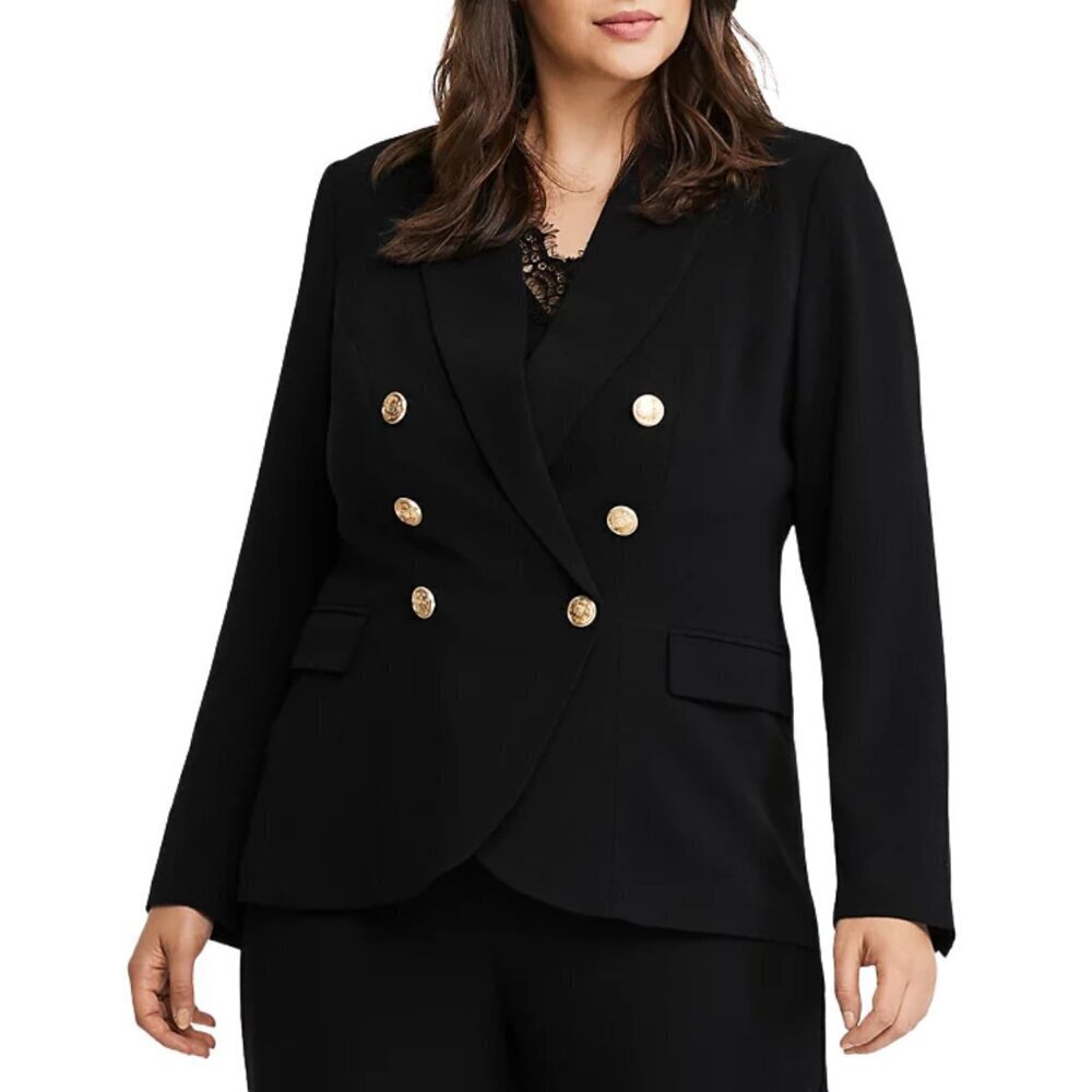 Estelle Plus Size Black Double-Breasted Blazer 2X/20W